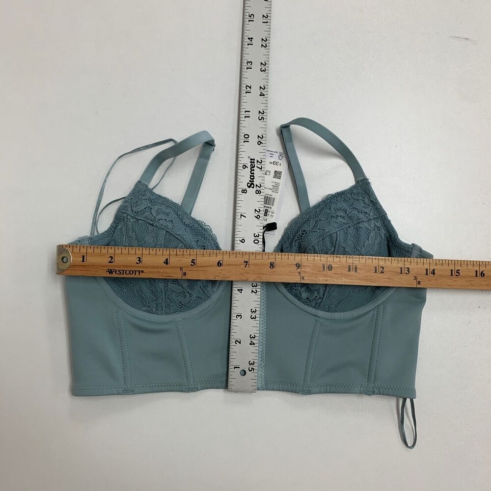 Garage Bustier Womens PS Small Petite Seafoam Luna Combo Lace Bra Clasp Cropped - Picture 6 of 11